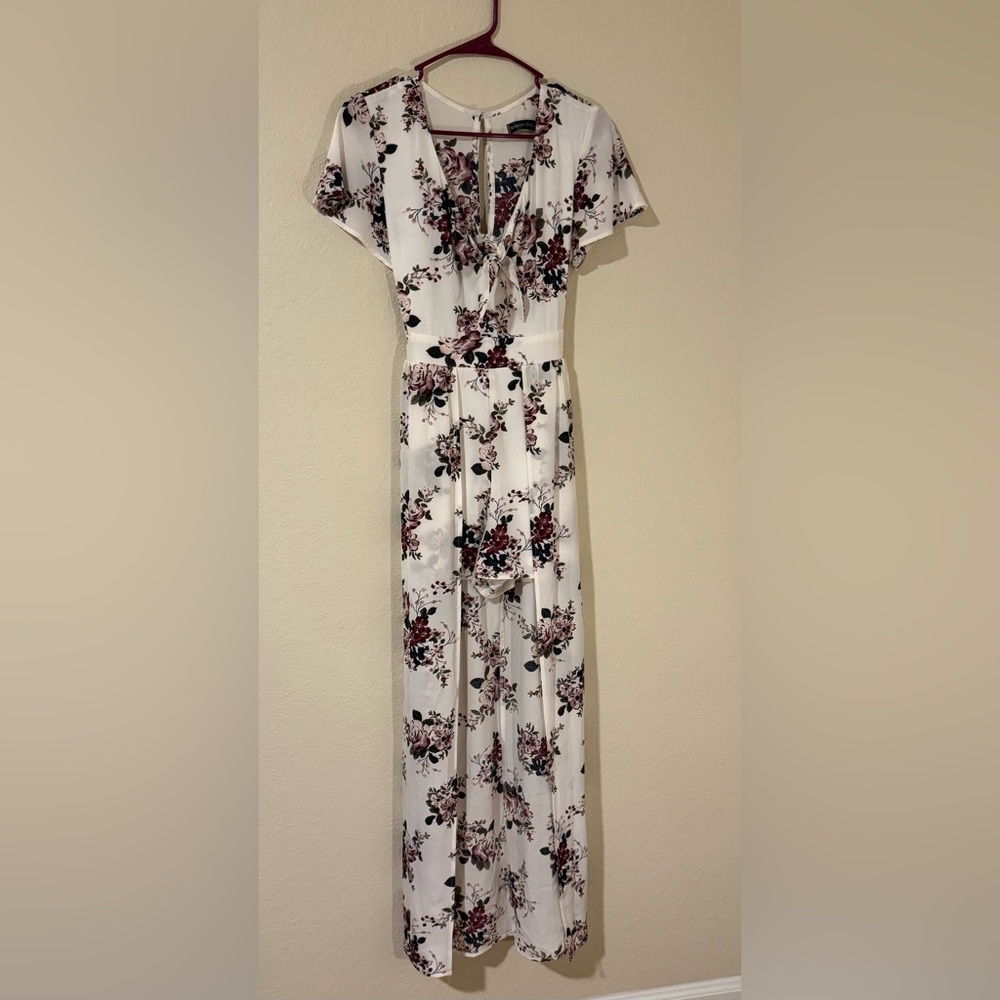 Elegant Floral Romper with High Low Hem